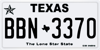 TX license plate BBN3370