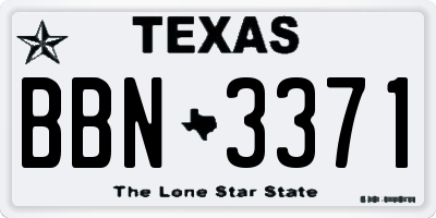 TX license plate BBN3371
