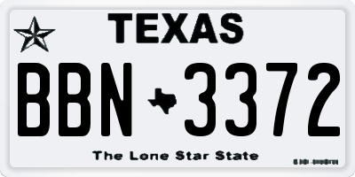 TX license plate BBN3372