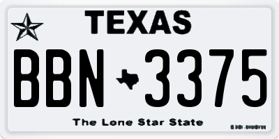 TX license plate BBN3375