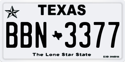 TX license plate BBN3377