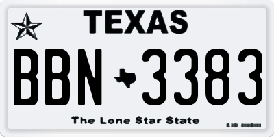 TX license plate BBN3383