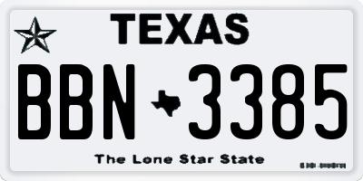 TX license plate BBN3385