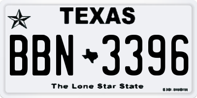 TX license plate BBN3396