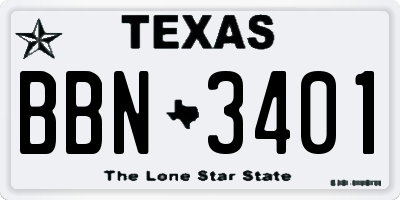 TX license plate BBN3401