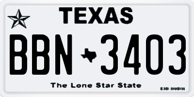 TX license plate BBN3403