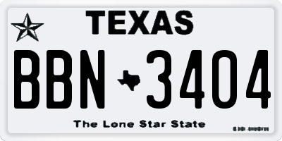 TX license plate BBN3404