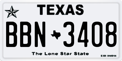 TX license plate BBN3408