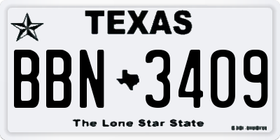 TX license plate BBN3409