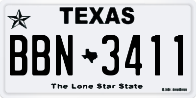 TX license plate BBN3411