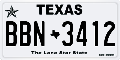 TX license plate BBN3412