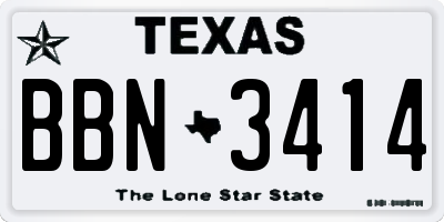 TX license plate BBN3414