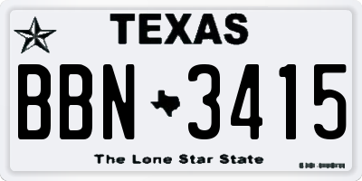 TX license plate BBN3415