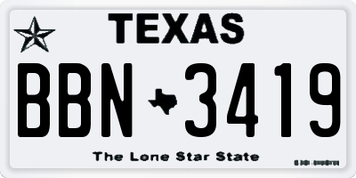 TX license plate BBN3419
