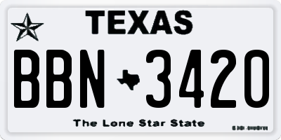 TX license plate BBN3420