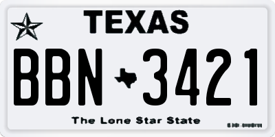 TX license plate BBN3421