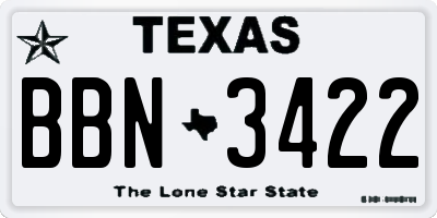 TX license plate BBN3422