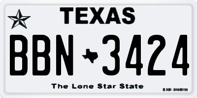 TX license plate BBN3424