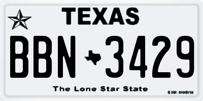 TX license plate BBN3429