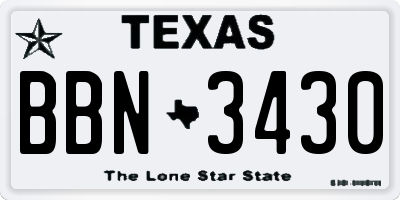 TX license plate BBN3430