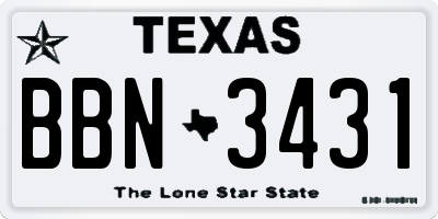 TX license plate BBN3431