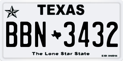 TX license plate BBN3432