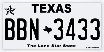 TX license plate BBN3433