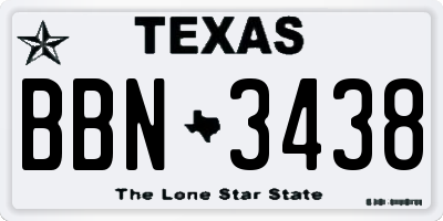 TX license plate BBN3438