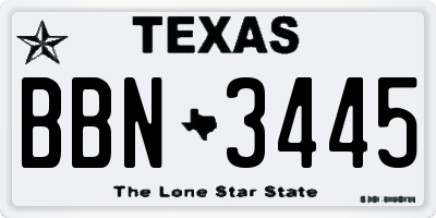 TX license plate BBN3445