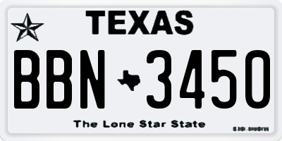 TX license plate BBN3450