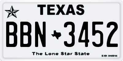 TX license plate BBN3452