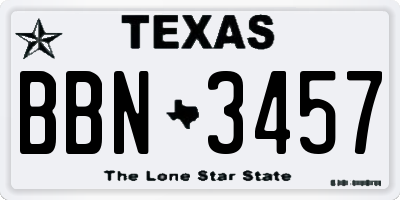 TX license plate BBN3457