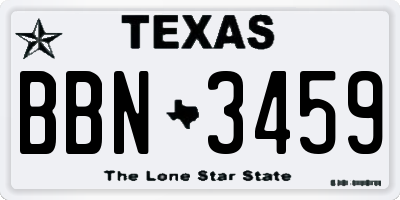 TX license plate BBN3459