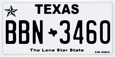 TX license plate BBN3460