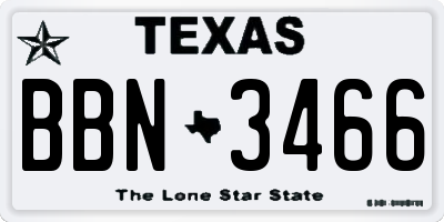 TX license plate BBN3466