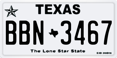 TX license plate BBN3467