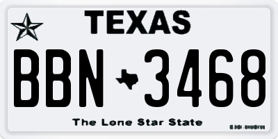 TX license plate BBN3468