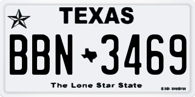 TX license plate BBN3469
