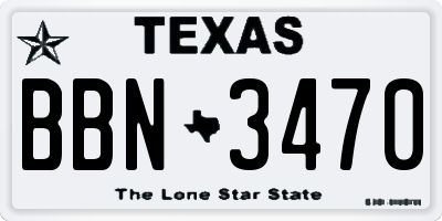 TX license plate BBN3470