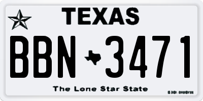 TX license plate BBN3471