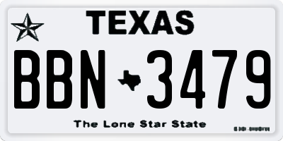 TX license plate BBN3479