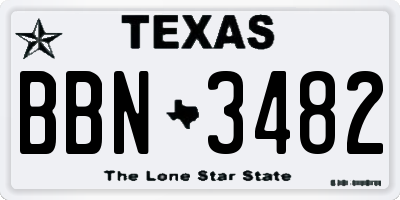 TX license plate BBN3482