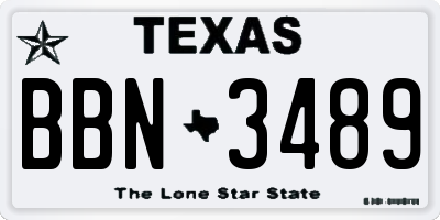 TX license plate BBN3489
