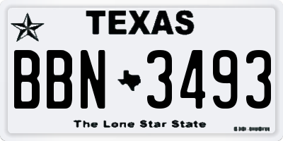 TX license plate BBN3493