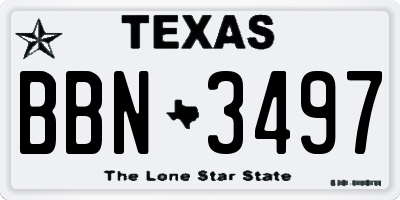 TX license plate BBN3497