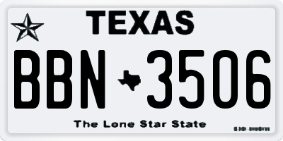 TX license plate BBN3506