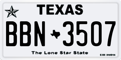 TX license plate BBN3507