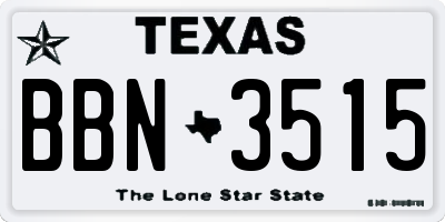 TX license plate BBN3515