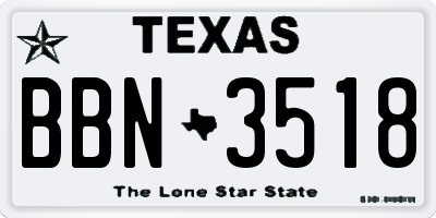 TX license plate BBN3518