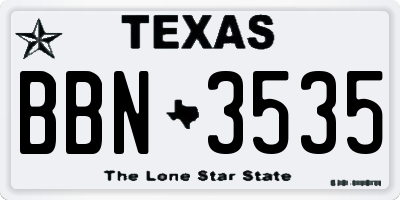 TX license plate BBN3535